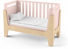 Детская кроватка IndigoWood Tower Baby 140x60cm pink / natural wood (со съемной спинкой)